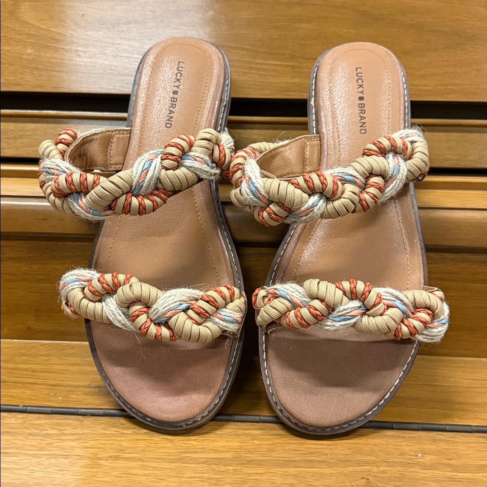 Lucky Brand Kabrina Braided‎ Flat Slide Sandals Sz 9.5